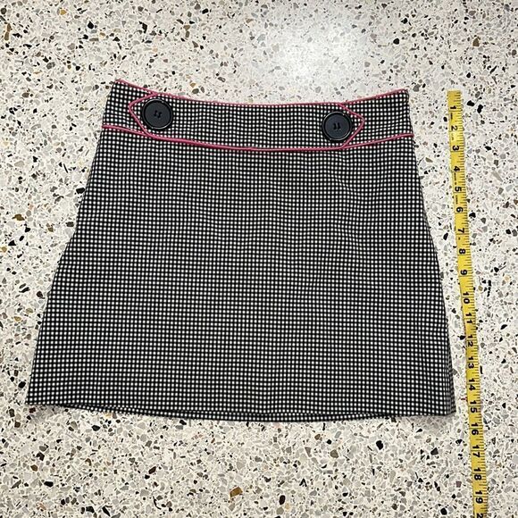 TIBI black white gingham check retro mini skirt pink trim 2 - Picture 3 of 6